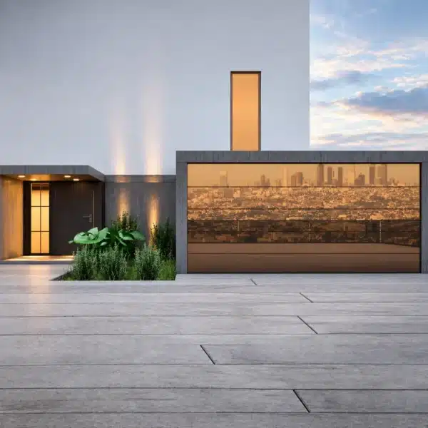 Frameless Glass Garage Door Moderno Bronze 16′ x 10′
