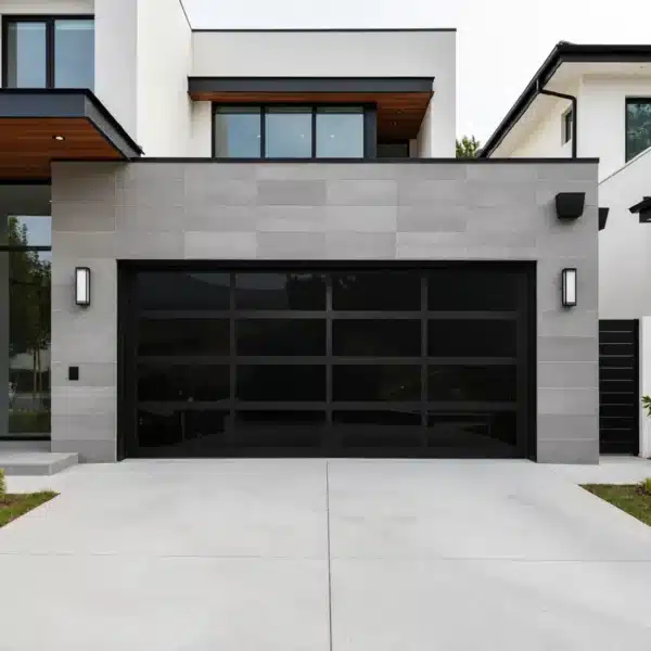 Full View 16′ x 7′ Glass Garage Door Alumi Black