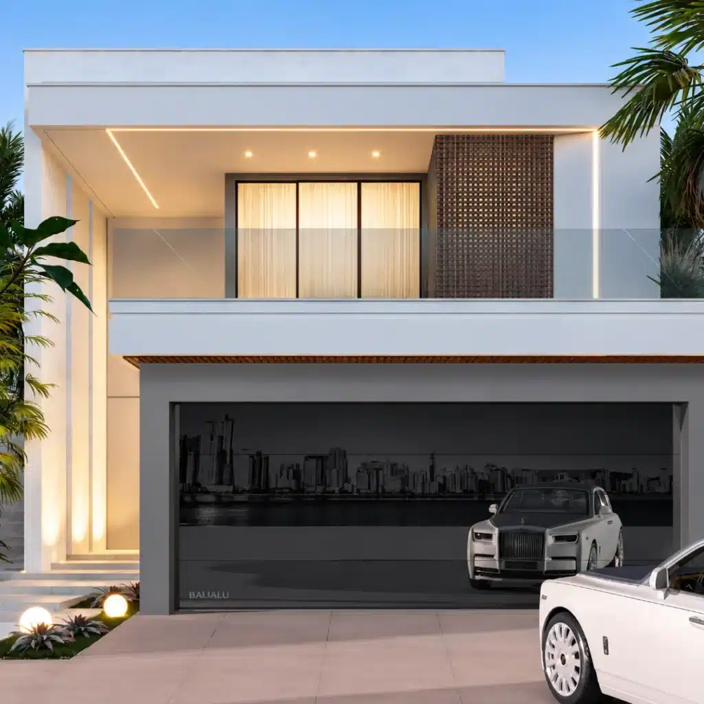 Graphite Grey Moderno Frameless Glass Garage Door 18' x 8'